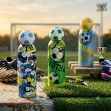 Premium Football Insulated Steel Bottle with double-wall stainless steel insulation, leak-proof lid, football-themed design, durable construction, and reusable design to keep drinks hot or cold for hours.