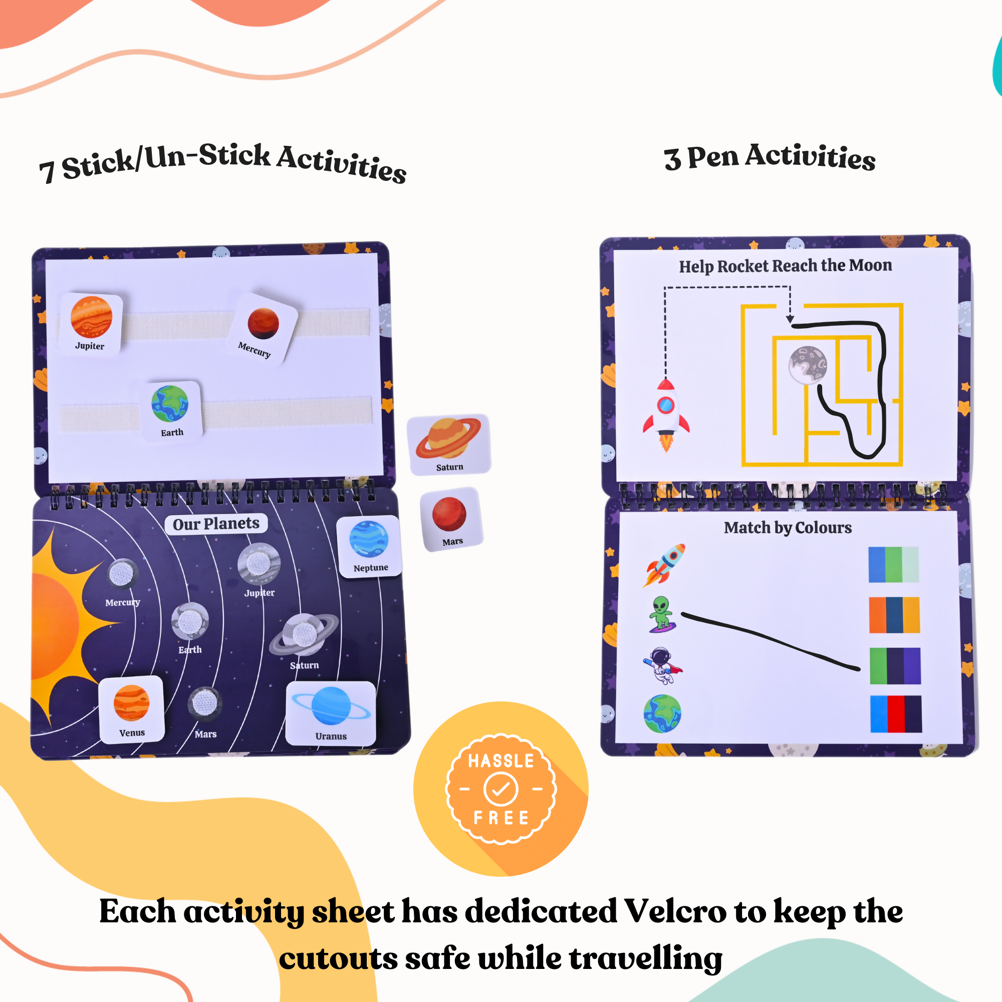 The activities help improve motor skills, cognitive skills, basic literacy, and memorization.