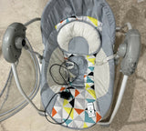 Electric baby swing with music featuring gentle swinging motion, cushioned seat, soothing melodies, secure harness, and comfortable support for baby relaxation and sleep.