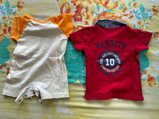 T-Shirt Half Sleeves and White Onesie/Romper - PyaraBaby