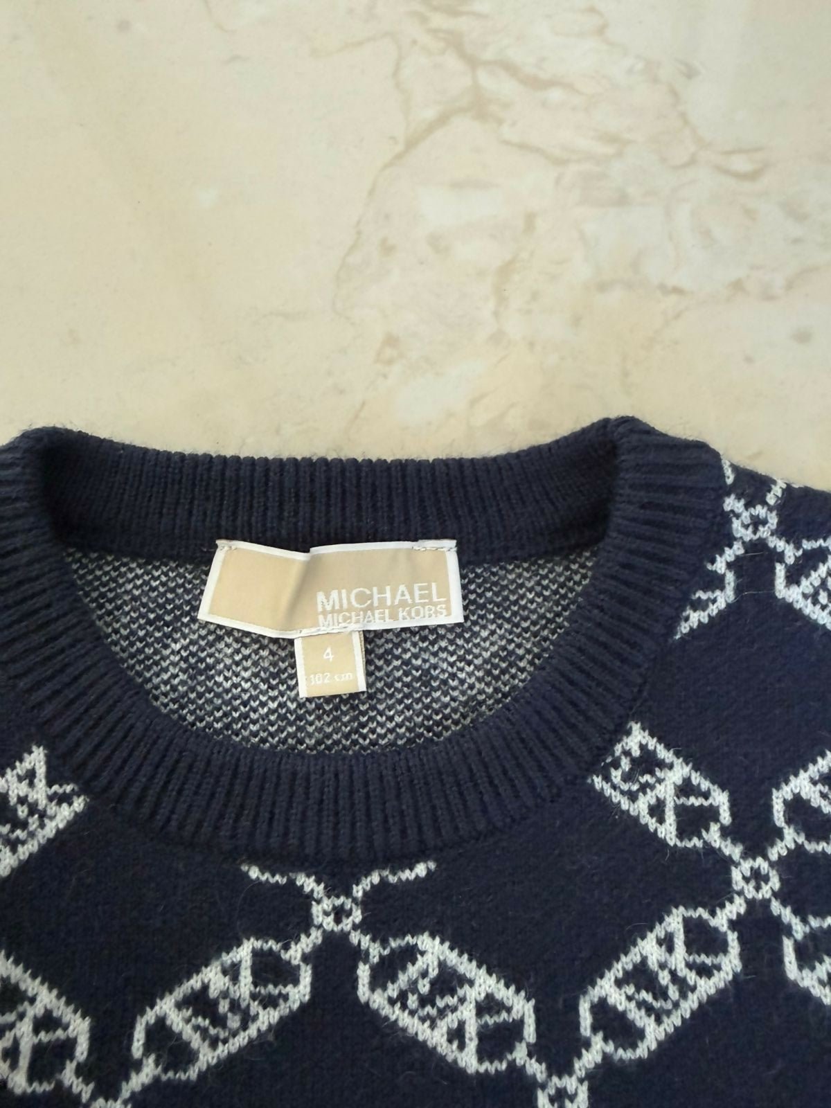 MICHAEL KORS Empire Logo Print Sweater Dress