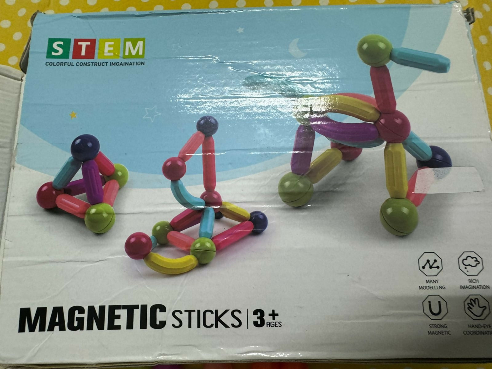 STEM 46-piece magnetic sticks set – fun educational toy for kids’ creativity and learning.