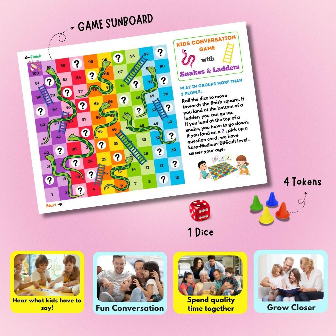 Kids Conversation Game with Snakes and Ladder