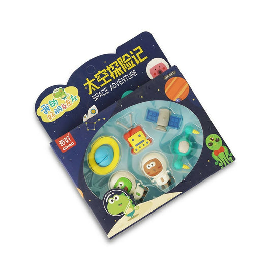 Eraser Set for Kids Pack of 9pieces space theme eraser. Fun colorful dust free erasers for kids.
