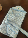 Light blue baby wrap with bear design