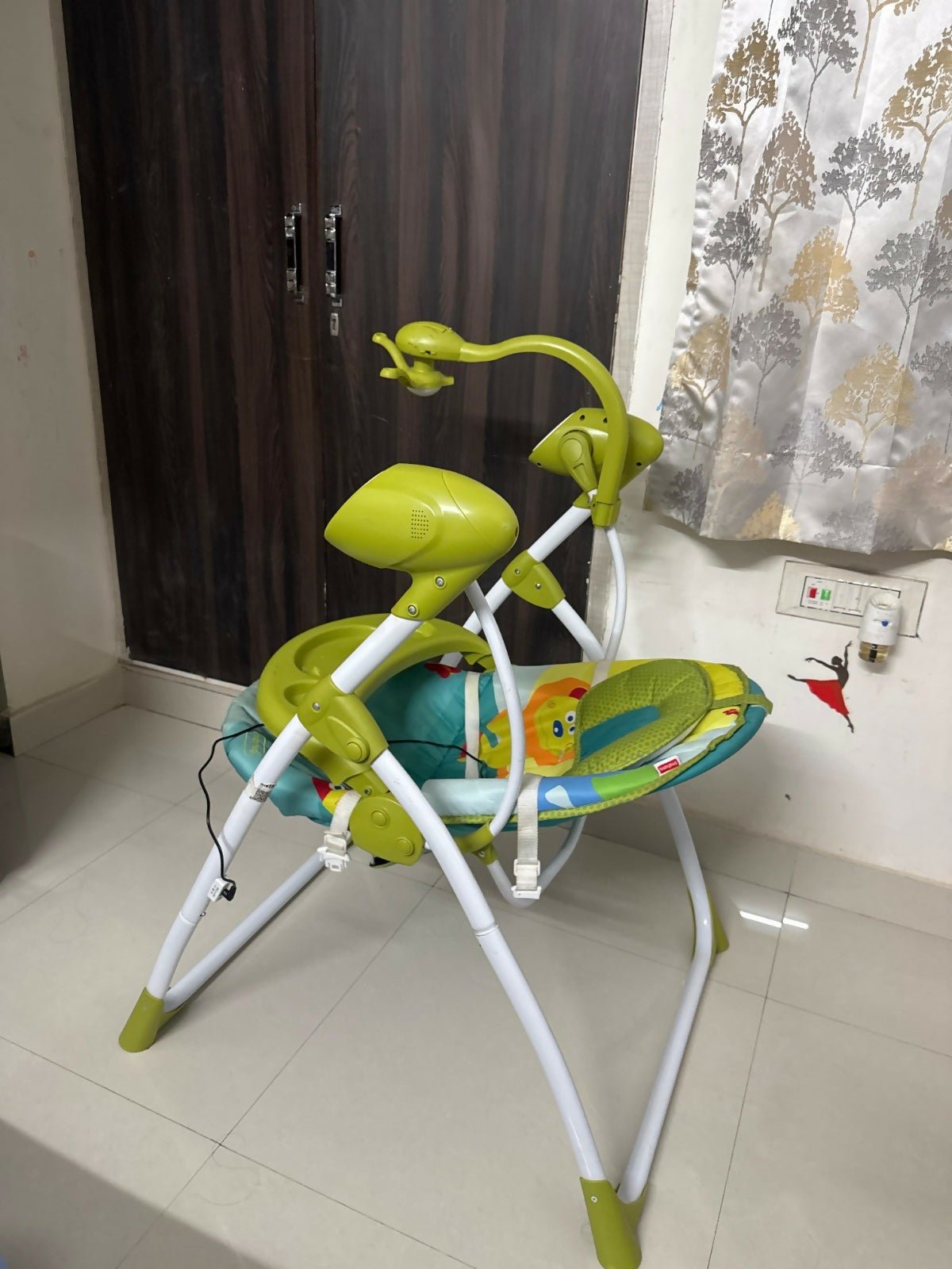 BABYHUG Gaiety electronic swing with soothing swinging motion, cushioned seat, safety harness, and comfortable design to help babies relax, rest, and enjoy gentle movement