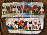 Multicolor baby quilt set with Krishna-themed print, made of soft cotton fabric, designed for cozy and comfortable sleep for babies