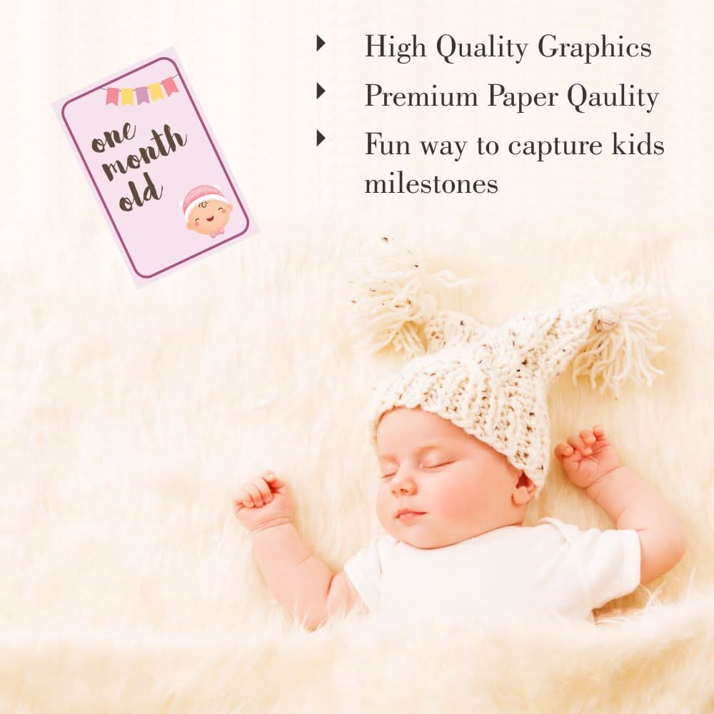 ZOOPLAY Baby Girl Milestone Cards - Pack of 24