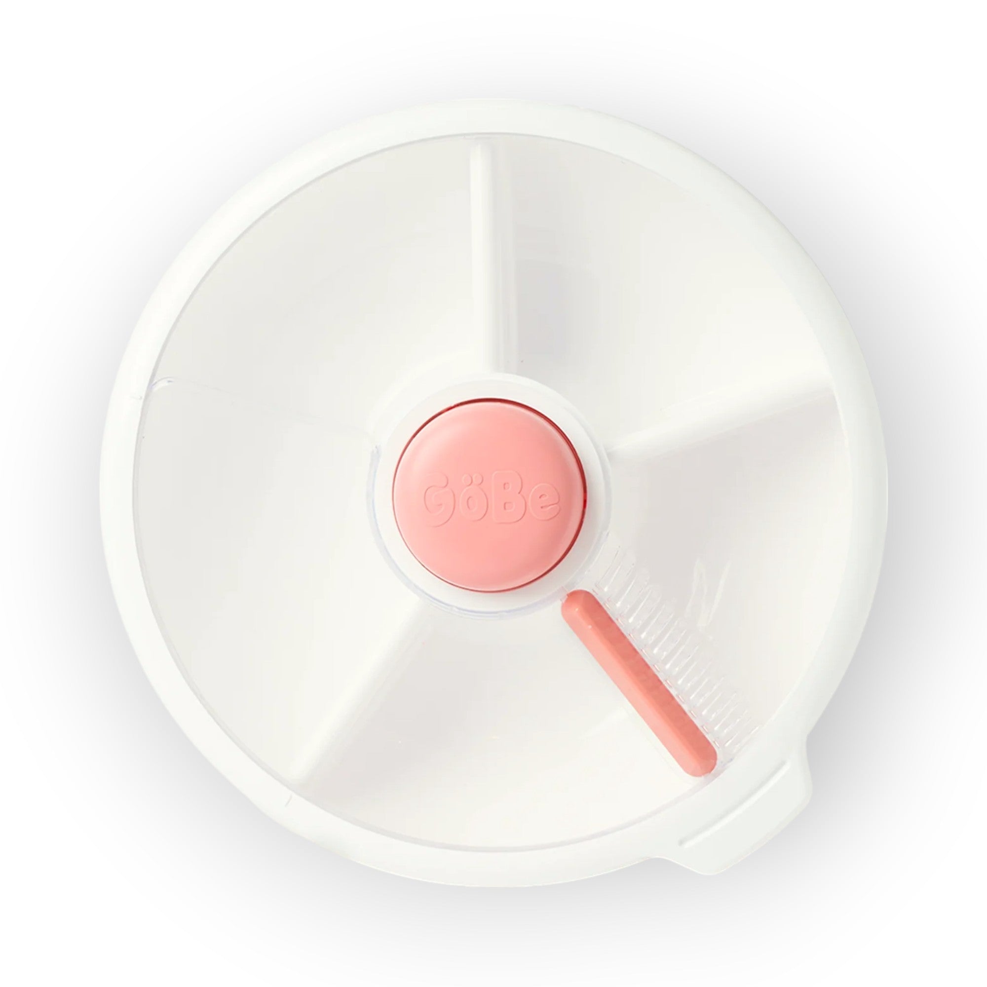 Discover the GoBe Snack Spinner in Coral Pink, an innovative and fun snack storage solution.