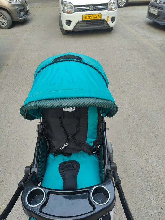 Enjoy stress-free outings with your baby with the LUVLAP Galaxy Stroller/Pram, featuring a comfortable seat, adjustable canopy, and convenient one-hand fold mechanism for easy storage and transport.