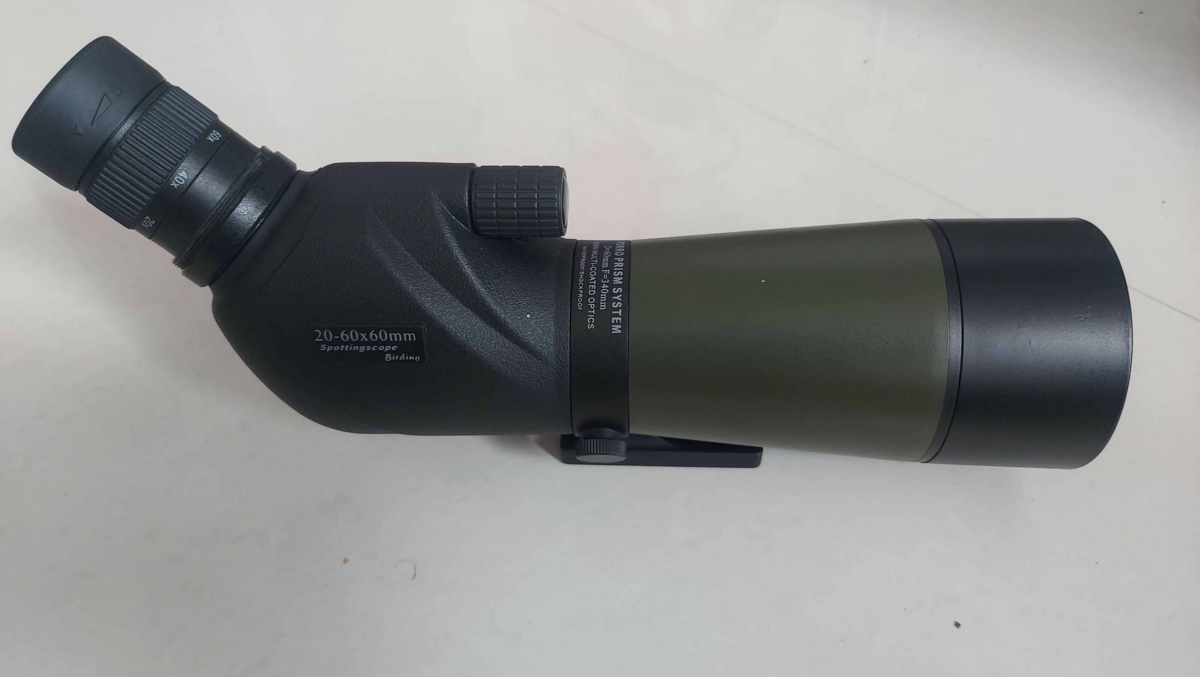Gosky 20-60x60 HD Spotting Scope with 20–60x zoom, 60mm objective lens, HD optics, angled eyepiece, and durable weather-resistant construction for birdwatching, wildlife viewing, and target shooting.