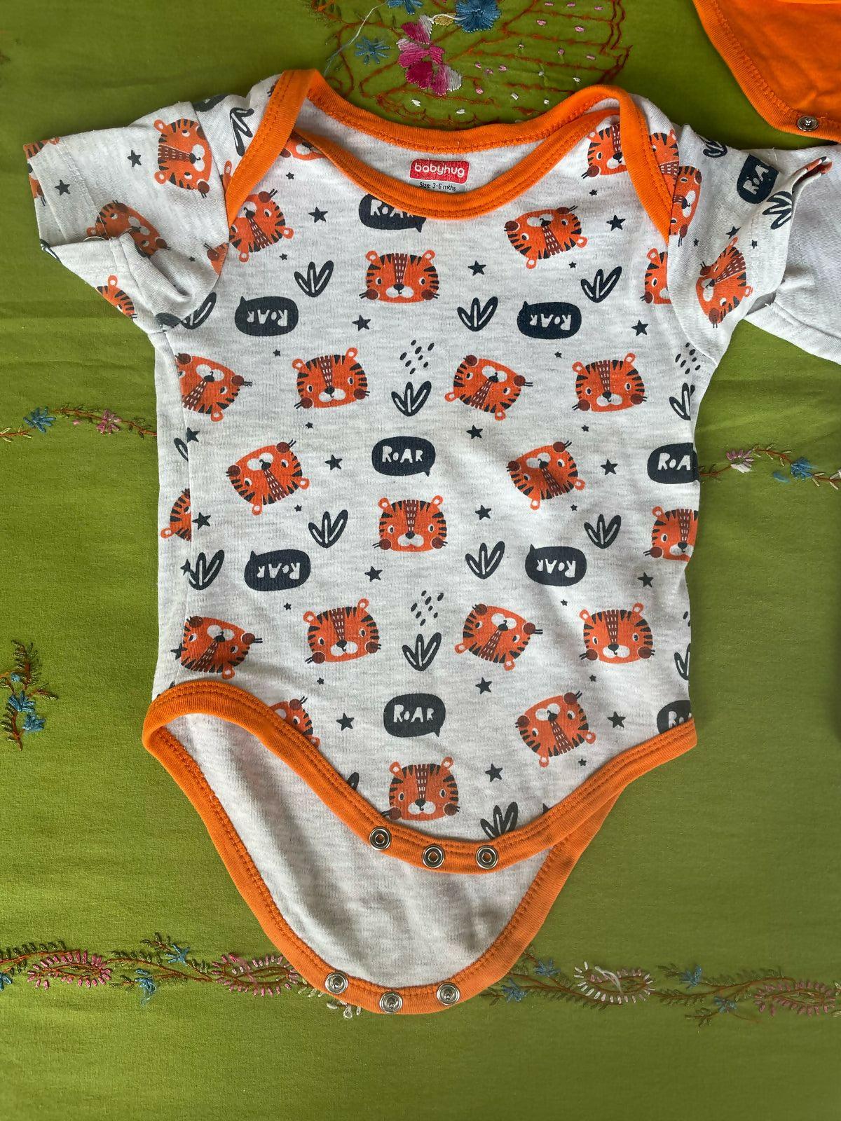 BABY HUG Onesies (Set of 3) - Orange, White and Grey
