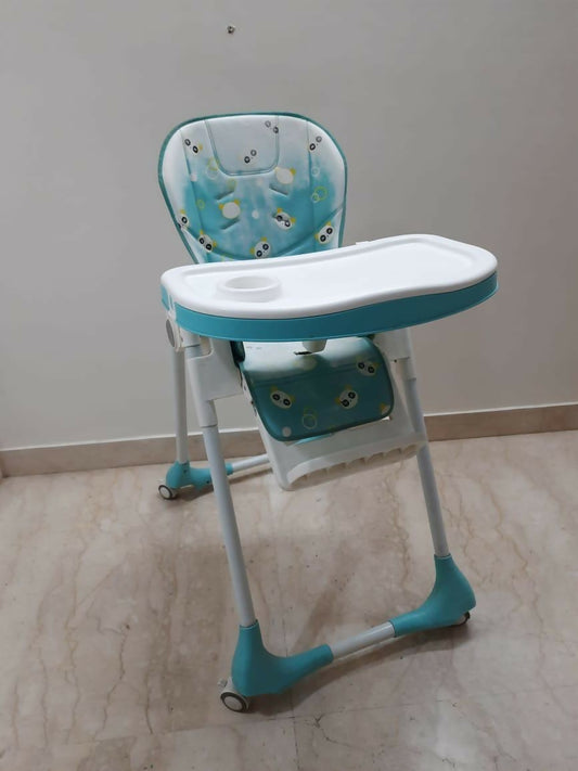 Blue and white high chair