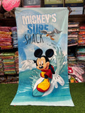 Beach towel with Mickey Mouse design and text 'Mickey's Surf Shack"