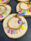 Personalized acrylic initial letter bracelet featuring a custom alphabet charm, durable acrylic finish, adjustable band, and stylish design for kids and adults.