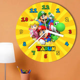 Colorful children's wall clock with cartoon characters
