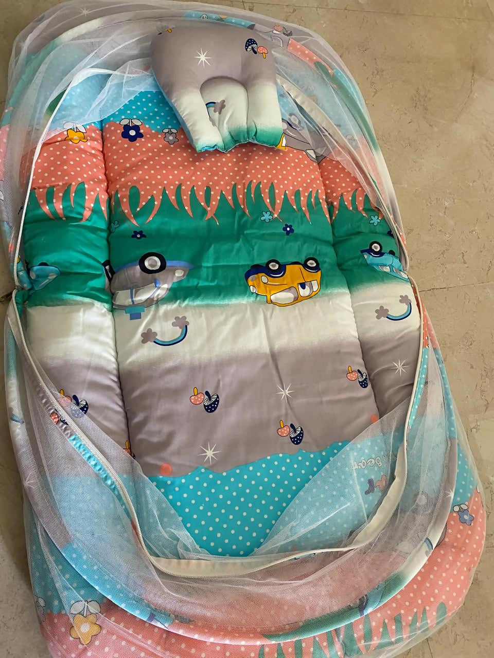 BABYHUG Bedding Set with Mosquito Net and Pillow – Comfortable, Protective & Travel-Friendly Baby Bedding Solution