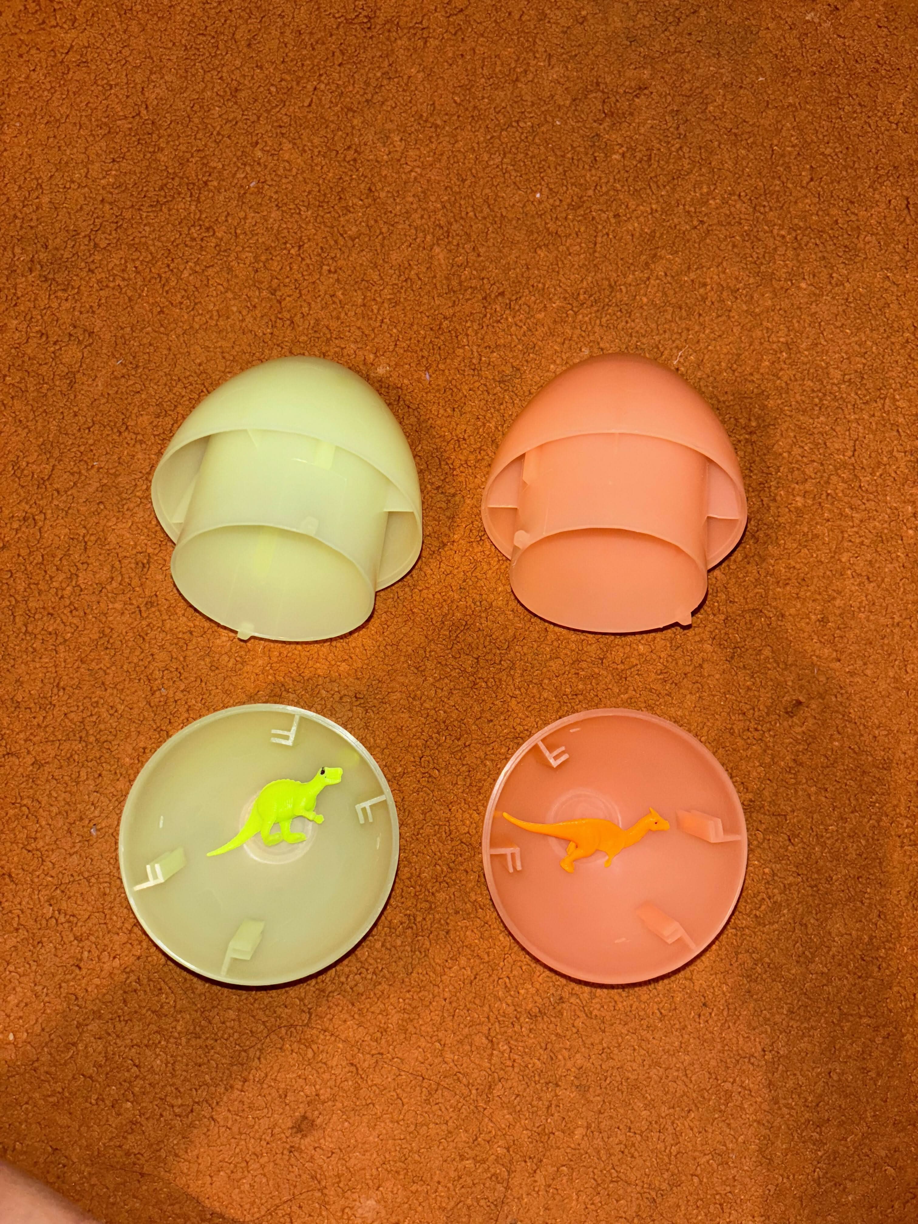 2 Dinosaur Eggs With 1 Dinosaur In Each