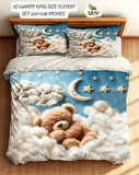 Bedding set with teddy bear design bedsheet