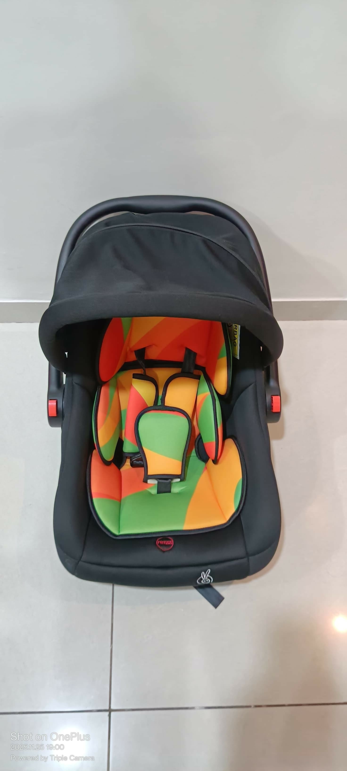 Baby car seat with colorful interior