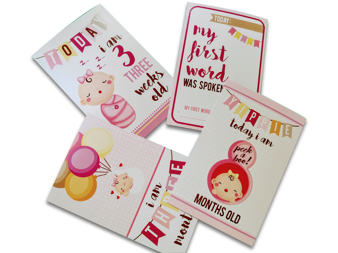 ZOOPLAY Baby Girl Milestone Cards - Pack of 24