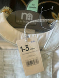 MOTHERCARE Full Sleeves White/Blue stripes Design Dungaree Set -White/Blue (Imported from Europe) - PyaraBaby