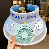 Cute Cartoon Stylish Sun Visor Cap with Fan