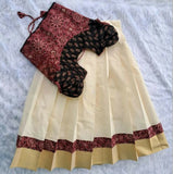Crop Top and Lehenga Set – Cotton & Kerala Kasavu Fabric