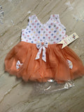 Brand new baby girl orange dress frock featuring soft comfortable fabric, charming design, and a comfortable fit for everyday wear, birthdays, and special occasions.