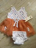 Brand new baby girl orange dress frock featuring soft comfortable fabric, charming design, and a comfortable fit for everyday wear, birthdays, and special occasions.