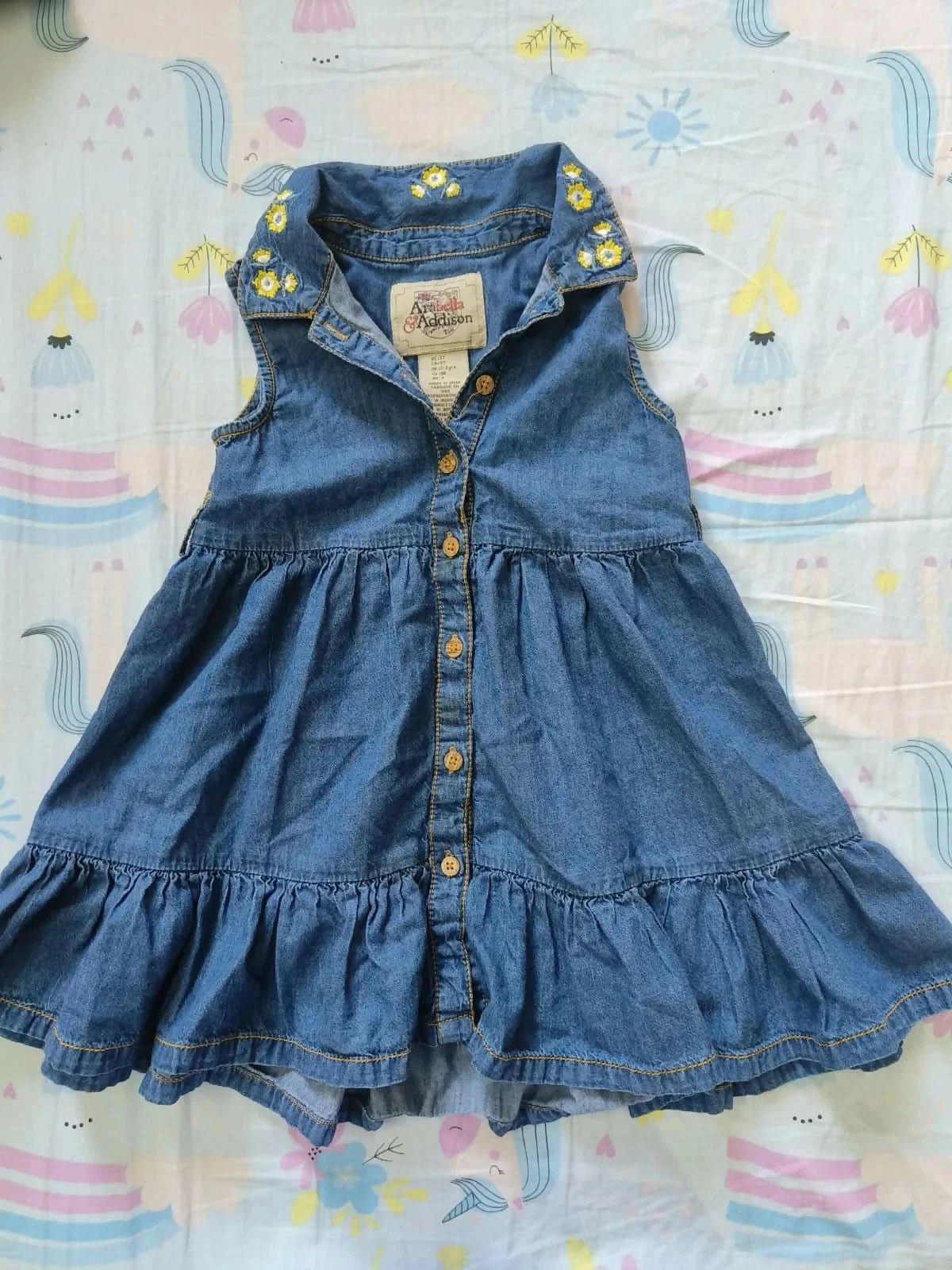 Combo Of Sirosa By Hopscotch Partywear Dress/Frock, ARABELLA & ADDISON Denim Frock/Dress , Partywear Dress/Frock, PINK AND BLUE Brand Dress/Frock, CHERRY CHOCOLATE Dress/Frock - PyaraBaby