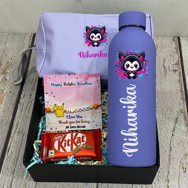 Personalized daily utility hamper gift set featuring customized everyday essentials in a beautifully arranged gift box, perfect for birthdays, baby showers, return gifts, and special occasions.
