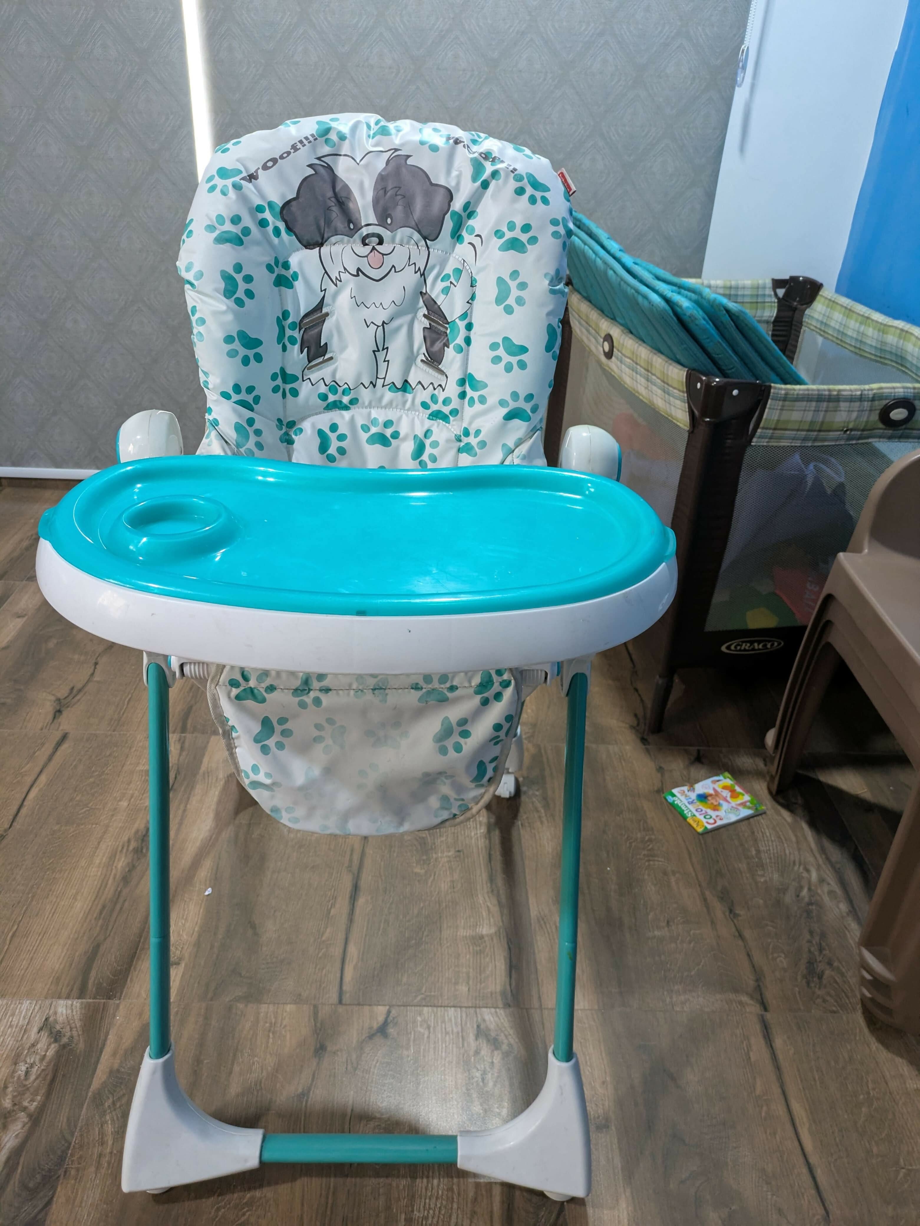 BABYHUG Fine Dine Highchair With 6 Adjustable Heights & 3 Level Seat Recline - Sea Green White