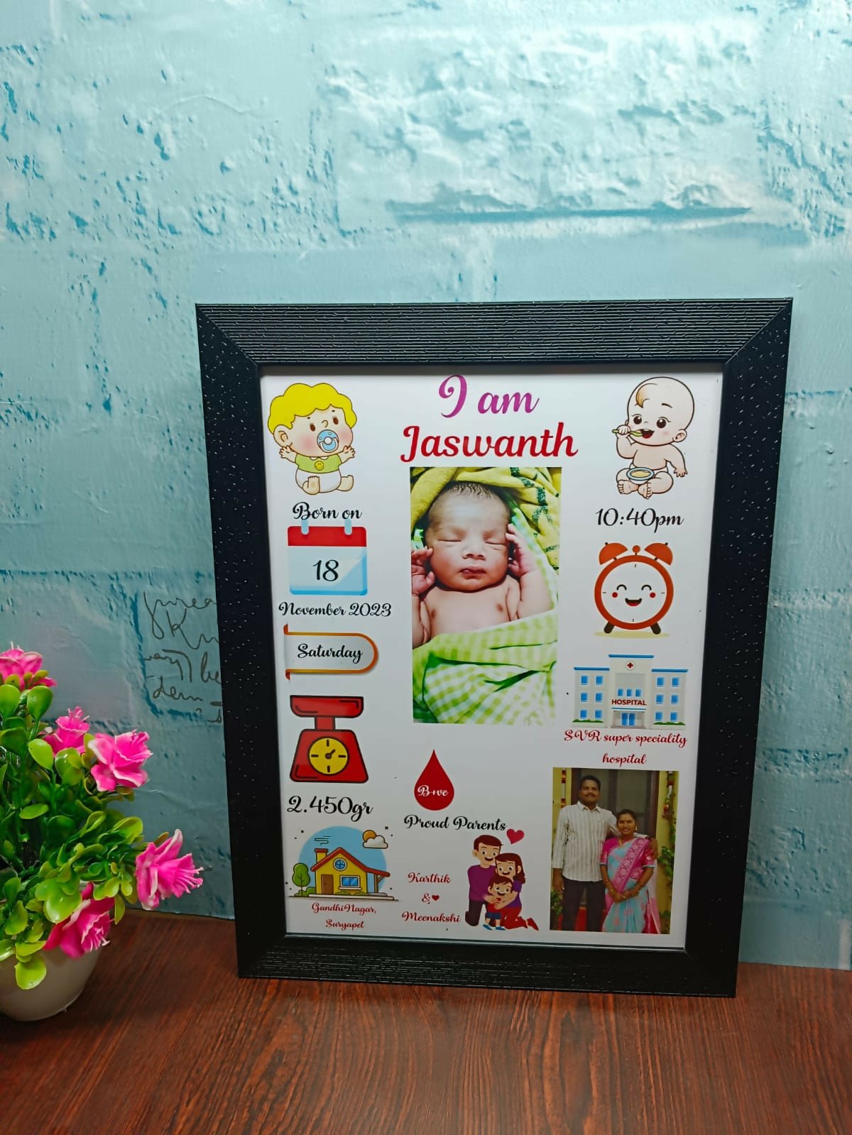 Baby Birth Photo Frame – Precious Memories Keepsake for Newborns