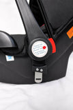 R for Rabbit Picaboo Grand 4 in 1 infant car seat carrier in black and grey with newborn travel cot design, cushioned seat, safety harness, carry handle, and secure support for baby travel.