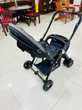 LuvLap baby stroller with lightweight foldable design, reclining seat, adjustable canopy, 5-point safety harness, smooth wheels, and storage basket for comfortable travel with babies and toddlers.