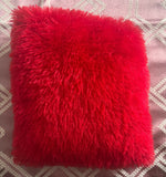 Red Soft Furry Pillow – Plush Comfort & Cozy Home Accent