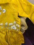 Elegant pure crepe lehenga set for baby girls with hand-thread work and accessories; stylish kurta-pyjama set for baby boys, perfect for festive occasions.