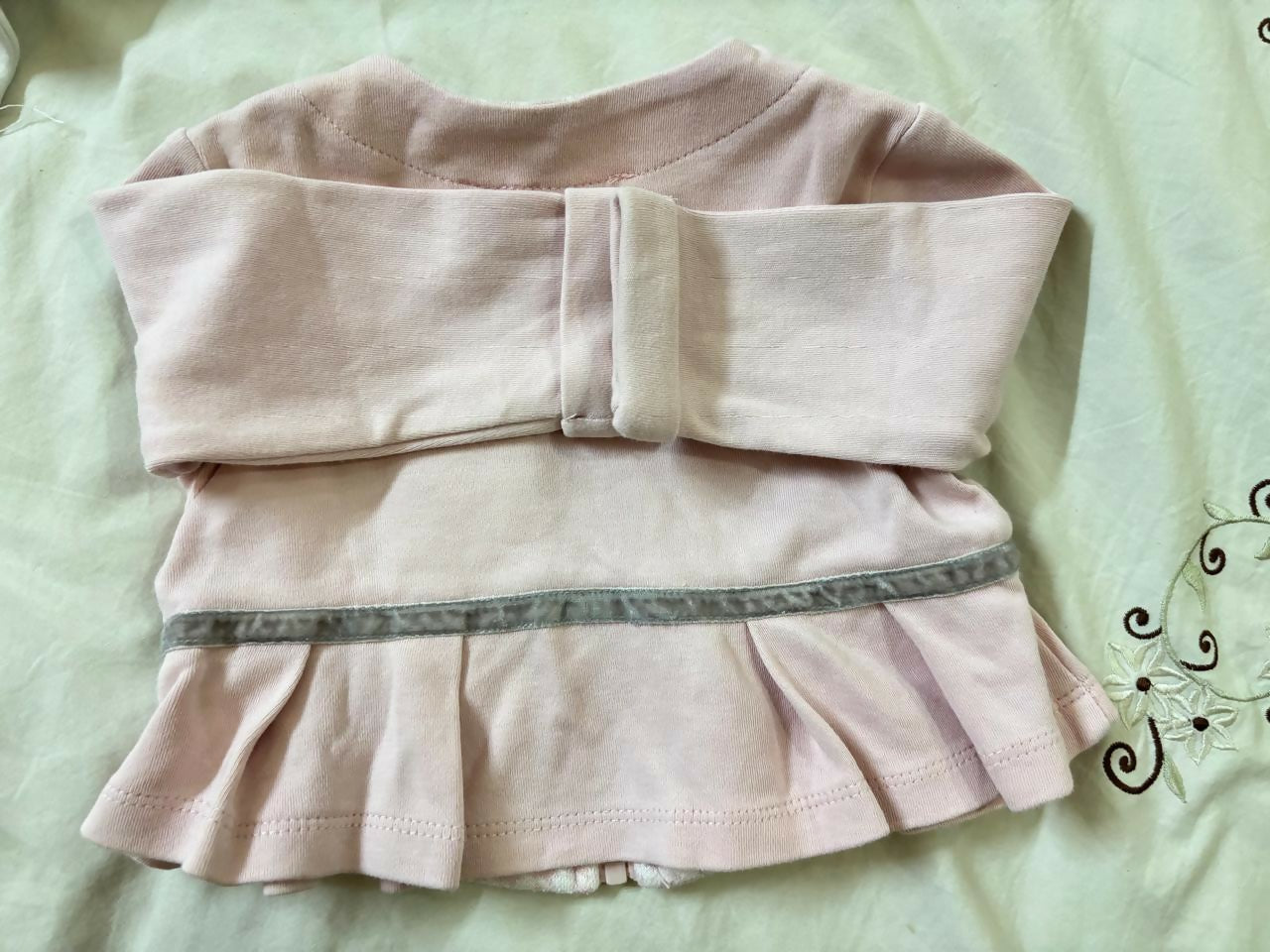 CHICCO Pink Jacket with Velvet Bow Pattern – Cozy, Stylish & Adorable Winter Wear for Babies