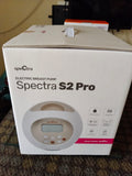 SPECTRA S2 PRO Electric Breast Pump (Sealed) with adjustable suction levels, massage mode, closed-system hygiene, quiet operation, BPA-free components, and sealed packaging for safe and efficient milk expression.