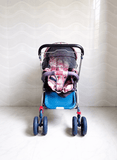 STAR & DAISY reversible baby stroller pram with mosquito net, reclining seat, reversible handle, safety harness, adjustable canopy, and comfortable travel support for babies.