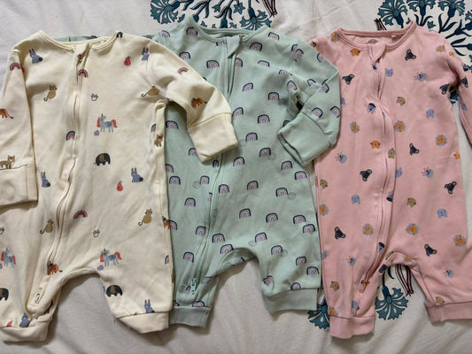 Buy NEXT Baby Sleep Suits – Pack of 3 super soft cotton onesies with 2-way zippers and built-in mitts for all-night comfort.