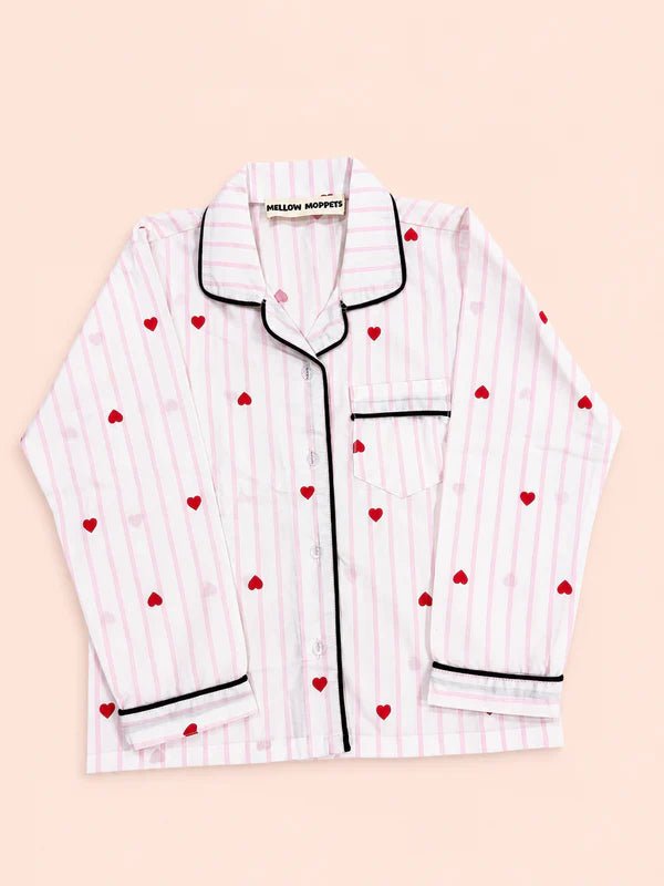 MELLOW Sweetheart Stripes night suit with soft comfortable fabric, striped pattern design, relaxed fit, and cozy comfort for bedtime, sleep, and everyday lounging.