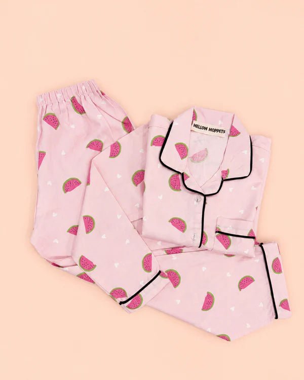 MELLOW Sweet Watermelon night suit with soft comfortable fabric, playful watermelon-themed print, relaxed fit, and cozy comfort for bedtime, sleep, and everyday lounging.