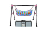 NEW PRIMA HUB Cradle, Swing, Ghodiyu, Palna, Jhula for New Born Baby Boy and Girl Easy to Assemble, Portable, Lightweight, Stainless Steel, Noise Free Hanging, Strong and Safe Folding (Round Pink)
