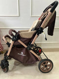 StarAndDaisy foldable baby stroller travel pram with reclining seat, sturdy wheels, safety harness, adjustable canopy, and compact foldable design for comfortable baby travel.