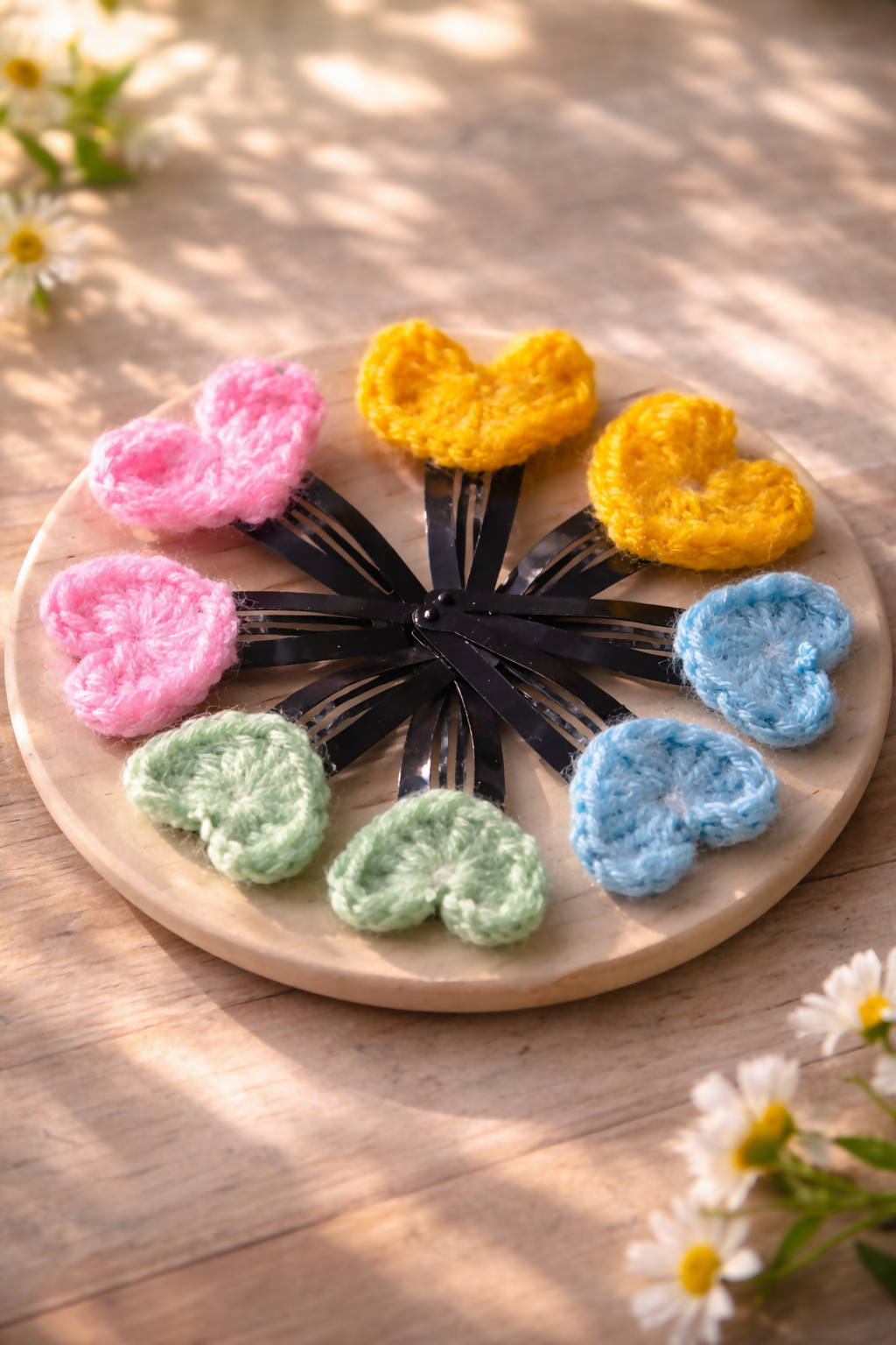 Handmade Crochet Hair Clips for Girls | Cute & Soft Baby Hair Accessories | Colorful Designer Clips