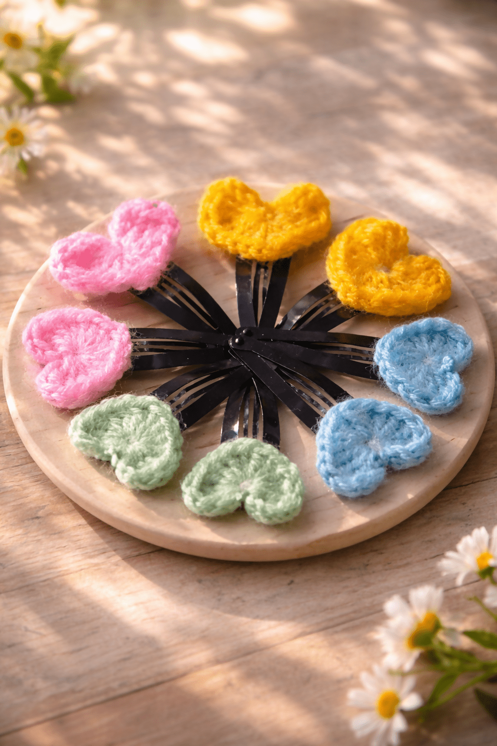 Handmade Crochet Hair Clips for Girls | Cute & Soft Baby Hair Accessories | Colorful Designer Clips