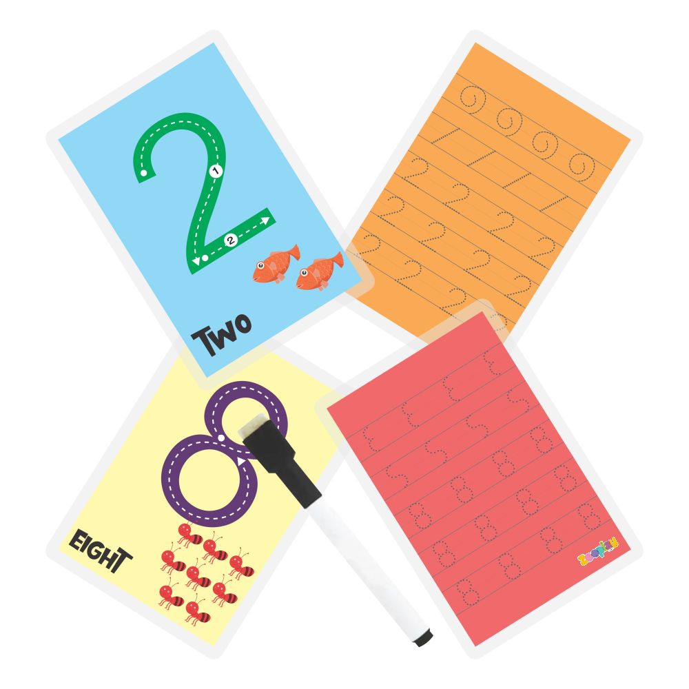 ZOOPLAY Numbers Rewritable Flashcards / Tracing Mats