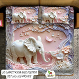 Decorative elephant-themed bedspread set with matching pillows